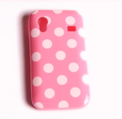 Case rosa com bolinhas brancas